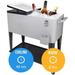 Rolling Cooler Cart 80 Quart Ice Chest for Outdoor Patio Deck Party Portable Party Bar Cold Drink Beverage Cart Tub Backyard Cooler Trolley on Wheels with Shelf Bottle Opener - Brown B479