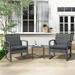 Orange-Casual 3 Piece Outdoor Modern Bistro Set Wicker Conversation Set Patio Rattan Chair Set with Coffee Table Garden (Dark Grey)