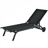 Aluminum Fabric Outdoor Patio Lounge Chair with Adjustable Reclining -Black