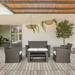 GARDEN 4-Piece Outdoor Rattan Wicker Patio Conversation Sets with Coffee Table & Cushion Gray and White