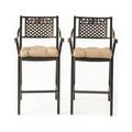 Noble House Tahoe Barstool with Cushion (Set of 2) Shiny Copper and Tuscany