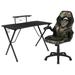 Flash Furniture Optis Black Gaming Desk and Camouflage/Black Racing Chair Set with Cup Holder Headphone Hook and Monitor/Smartphone Stand
