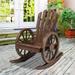 Kinbor Wooden Outdoor Rocker Porch Slat Back Rocking Chair