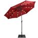 Costway 9ft Market Patio Umbrella w/Solar Lights & 40 LBS Steel Umbrella Stand