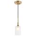 Woodbridge Lighting Chelsea 1Lt Cylinder Glass Mini-Pendant in Brass/Opal