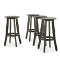 GDF Studio Pinnate Outdoor Acacia Wood 30 Inch Backless Barstools Set of 4 Dark Gray