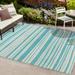 Castara Wavy Stripe Modern Aqua/Cream 5 ft. x 8 ft. Indoor/Outdoor Area Rug