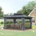 Outsunny 10 x 12 Hardtop Gazebo Canopy with Polycarbonate Double Roof Aluminum Frame Permanent Pavilion Outdoor Gazebo with Netting and Curtains for Patio Garden Backyard Deck Lawn Black