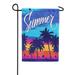 America Forever Summer Sunset Garden Flag 12.5 x 18 inches Landscape Colorful Purple Orange Red Yellow Hue Double Sided Seasonal Yard Outdoor Decorative Silhouette Garden Flag