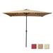 Patio Umbrella Rectangular Outdoor Umbrella Sun Shade with 26 Solar LED Lights Crank and Push Button Tilt Canopy Sunbathing Umbrella for Garden Backyard Pool Beach Taupe 10ftx6.5 Ft