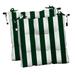 RSH DÃ©cor Indoor Outdoor Set of 2 Tufted Dining Chair Seat Cushions 20 x 20 x 2 Hunter Green & White Stripe