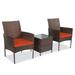 Hazel 3 Piece Patio Rattan Furniture Set â€“ 2 Durable Relaxing Chairs With Cool a Tea Table - Orange