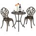 SALE CLEARANCE European Style Cast Aluminum Outdoor 3 Piece Tulip Bistro Set of Table and Chairs Bronze