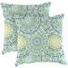 Jordan Manufacturing 18 x 18 Alonzo Fresco Blue and Green Medallion Square Outdoor Throw Pillow (2 Pack)