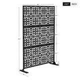 Neutypechic Decorative Privacy Screen Outdoor Divider with Stand Metal Corten Steel 76 x 47.2 x 15.7 Black