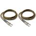 2 Hosa GTR-518 18 Foot Straight Tweed Guitar / Instrument Cables