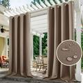 (2 Panel) Upgraded Outdoor Curtain Garden Patio Gazebo Sunscreen Blackout Curtains Thermal Insulated White Curtains with Grommet | Waterproof& Windproof&UV-protection& Mildew Resistant Brown 54*96in