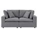 Modular Lounge Loveseat Deep Sofa Sunbrella Grey Gray Fabric Modern Contemporary Outdoor Patio Balcony Cafe Bistro Garden Furniture Hotel Hospitality