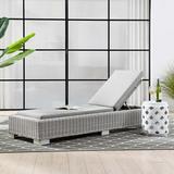 Modway Conway Outdoor Patio Wicker Rattan Chaise Lounge in Light Gray Gray