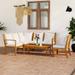5 Piece Patio Set with Cushion Solid Acacia Wood