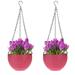 2 Pack Hanging Planter Rattan Woven Flowerpot with Drain Holes and Chain for Indoor and Outdoor