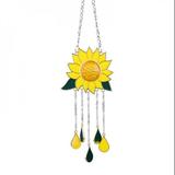 Promotion Clearance Beautiful Stained Glass Sunflower Window Hanging Panel Decoration with Chain For Home Ornament Home Decor Wind Chimes Ornaments