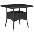 Anself Outdoor Dining Table Square Glass Tabletop Poly Rattan Garden Coffee Side Table for Patio Backyard Dining Room Indoor and Outdoor Furniture 31.5 x 31.5 x 29.5 Inches (L x W x H)