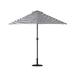 WestinTrends Lanai 9 Ft Outdoor Patio Half Umbrella with Base Include Small Grill Deck Porch Balcony Shade Umbrella with Crank 20 inch Fillable Round Base Gray/White