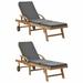 Festnight Sun Loungers with Cushions 2 pcs Solid Teak Wood Dark Gray