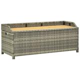 Carevas Patio Storage Bench 47.2 Poly Rattan Gray