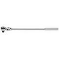 Proto 1/2 Drive Round Head Quick-Release Ratchet Chrome Finish 16-7/8 OAL 72 Gear Teeth Standard Knurled Handle Flex with Speed Ring Head