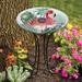 Hi-Line Gift Solar Led Verdant Glass Bird Bath with Stand - Flamingo