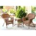 Jeco 3pc Wicker Chair and End Table Set in Honey without Cushion