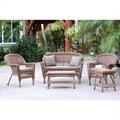 Jeco 5pc Wicker Conversation Set in Honey with Brown Cushions