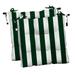 RSH DÃ©cor Indoor Outdoor Set of 2 Tufted Dining Chair Seat Cushions 19 x 19 x 2 Hunter Green & White Stripe