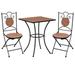 Dcenta 3 Piece Bistro Set Ceramic Tile Tabletop Garden Table and Set of 2 Folding Chairs Iron Frame Outdoor Dining Set for Terrace Yard Balcony Poolside Furniture