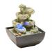 Indoor Electric Tabletop Fountain with Colorful Lights - Decorative Tiered Rock Waterfall Design - Quiet and Soothing Water Sound