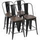 Metal Bar Stool Set Of 4 Counter Height Barstool With Back 24 Inches Wood Seat Height Industrial Bar Chairs Patio Stool Stackable Modern Kitchen Stool Indoor Outdoor Kitchen Stools