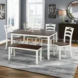 Hassch 6 Piece Dining Table Set With Bench Table Set With Waterproof Coat Ivory And Cherry