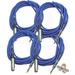 XLR Female to 1/4 Male Jack Microphone Cables (4 Pack) by Fat Toad 20ft Pro Audio Blue Mic Cord Extension Patch Lo-Z Connector 20 AWG Shielded Speaker Wire & Balanced for Studio Audio Recording