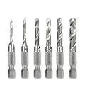 LESYAO 6 Pack High Speed Steel Combination Drill Tap Bit Set Screw Tapping SAE 6-32NC 8-32NC 10-24NC 10-32NC 12-24NC 1/4-20NC