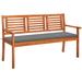 Carevas 3-Seater Patio Bench with Cushion 59.1 Solid Eucalyptus Wood