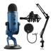 Blue Microphones Yeti Microphone (Midnight Blue) with Boom Arm Stand Pop Filter and Shock Mount