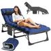 MOPHOTO Patio Lounge Chairs Camping Cot w/ Cushion - Military/Army Camp Bed for Adults - Heavy-Duty Sleeping Cots for Home Pool Beach Patio