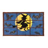 Indoor/Outdoor Halloween Flying Witch Hooked Accent Rug