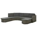 Anself 4 Piece Patio Lounge Set with Cushions 2 Corner Sofas and 2 Ottomans Conversation Set Poly Rattan Gray Outdoor Sectional Sofa Set for Garden Balcony Lawn Yard Deck