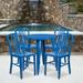Emma + Oliver Commercial Grade 24 Round Blue Metal Table Set-4 Vertical Slat Back Chairs