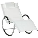 Outsunny Pool Lounge Outdoor Rocking Chair Pillow White