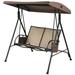 Gymax Canopy Steel Porch Swing - Brown and Black