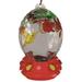 FOF 26.5 oz Hand Painted Glass Hummingbird Feeder with Red Base